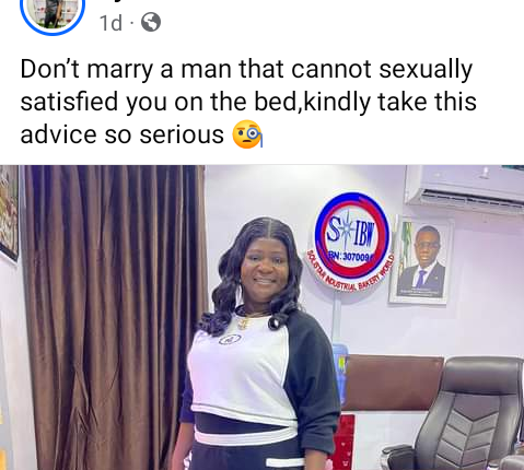 Don?t marry a man that cannot s@xually satisfy you - Nigerian woman advises ladies